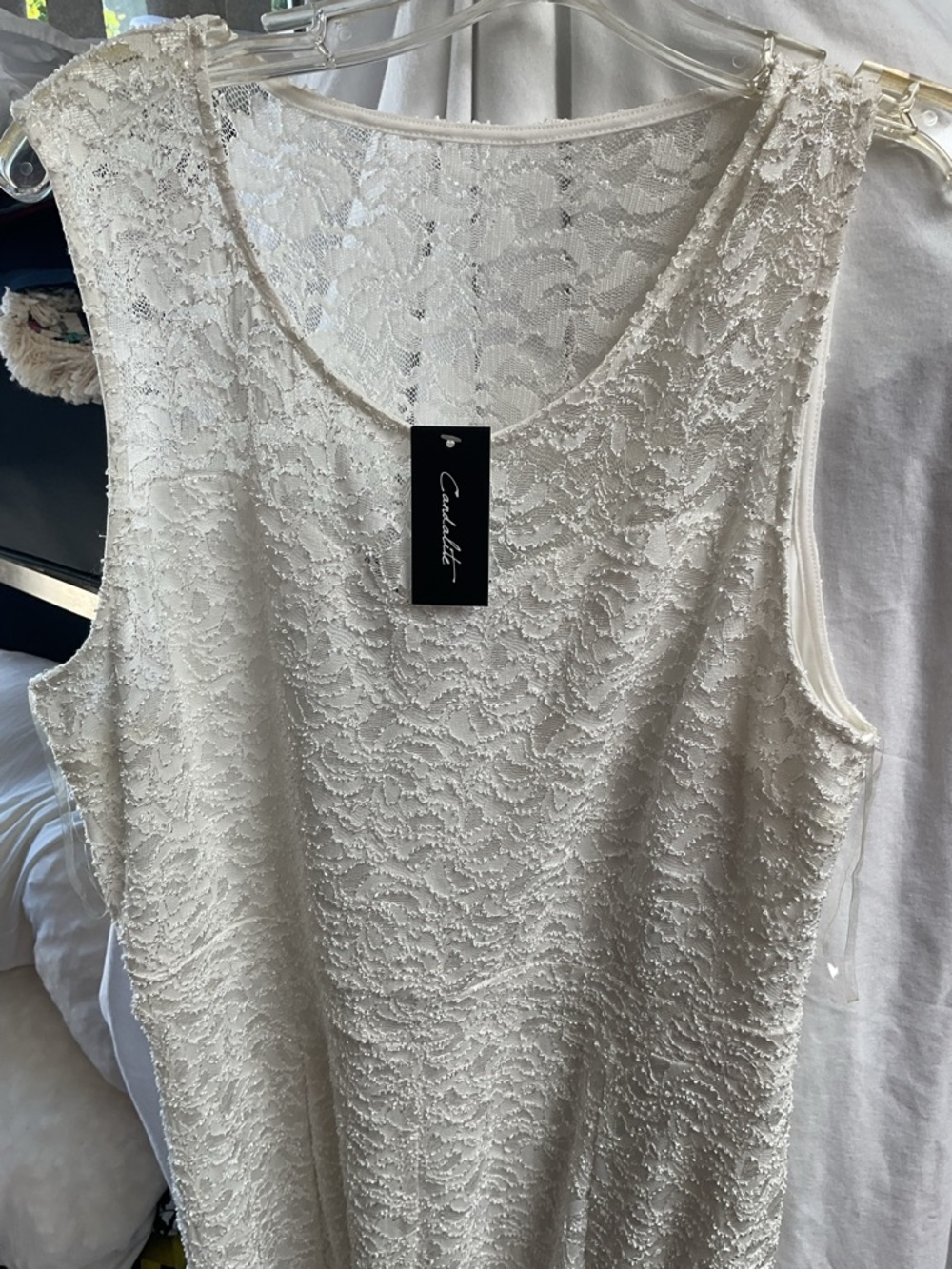 Candalite  Cream lace Sleeveless Dress - Cocktail